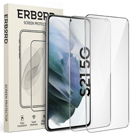 2x edzett üveg a Samsung Galaxy S21, ERBORD 9H Hard Glass a képernyőn