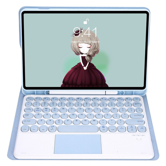 Tok + billentyűzet Samsung Galaxy Tab S6 Lite 2020 P610/P615 / S6 Lite 2022 10.4, Touchpad Pen Slot, kék