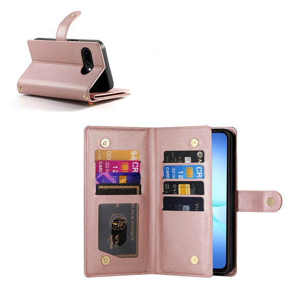 Wallet Zipper Pocket flip tok Samsung Galaxy A17 5G, Wallet Zipper Pocket, pénztárca, rózsaszín