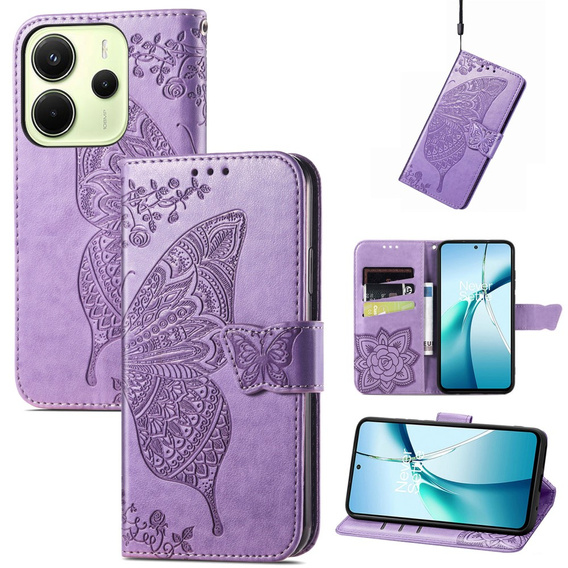Pattintható tok a Xiaomi Redmi Note 14 4G, Butterfly, lila