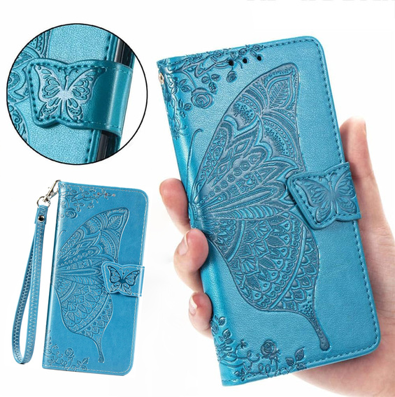 Pattintható tok a Realme 14 5G / Realme 14T 5G, Butterfly, kék