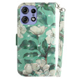 Pattintható tok a Motorola Edge 50 Pro 5G, Wallet, Flowers fehér