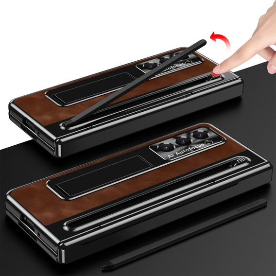 Leather+PC tok állvánnyal, üveglapkal és tollal Samsung Galaxy Z Fold6 5G készülékekhez