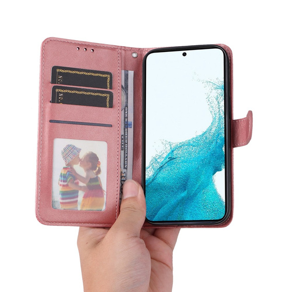 Pattintható tok a Samsung Galaxy A34 5G, Leather Wallet, rózsaszín rose gold