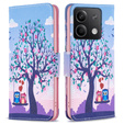 Pattintható tok a Xiaomi Redmi Note 13 5G, Wallet, Owls & Tree kék