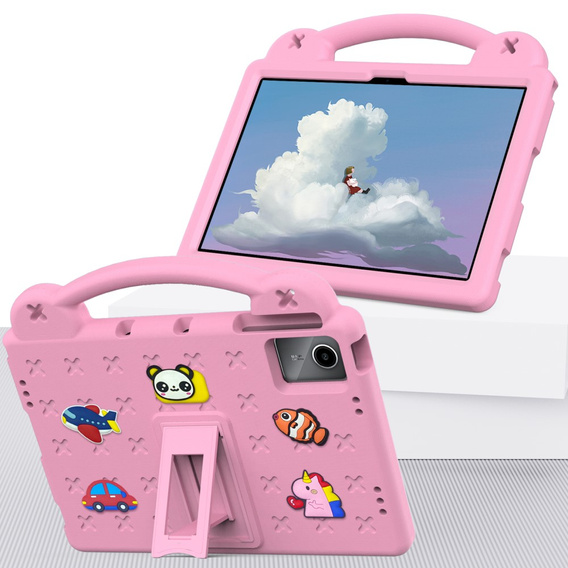 Gyermek tok Lenovo Tab M11, Cute Patterns, állvánnyal, rózsaszín