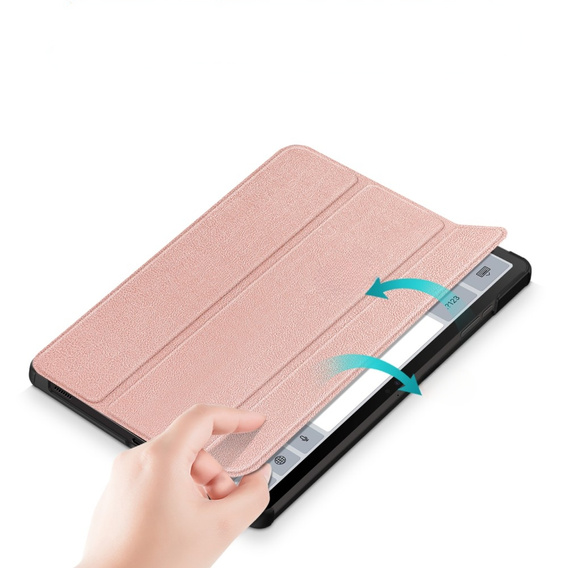 Tok Samsung Galaxy Tab S9 FE+ Plus, Smartcase tolltartóval, rózsaszín rose gold