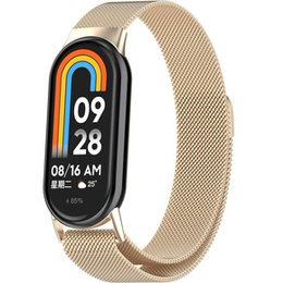 Milánói karkötő szíj tokkal a Xiaomi Smart Band 10 / 9 / 8, pezsgő
