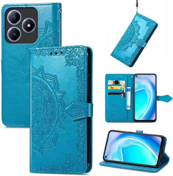 Pattintható tok a Realme C61, Mandala, kék