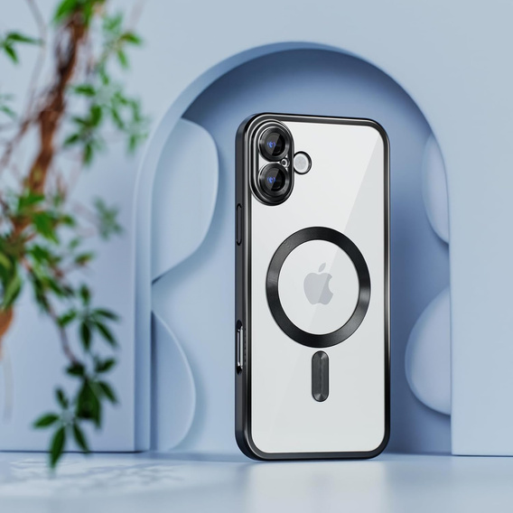 Tok iPhone 16-hoz, Electro MagSafe, fekete + üveg a képernyőhöz