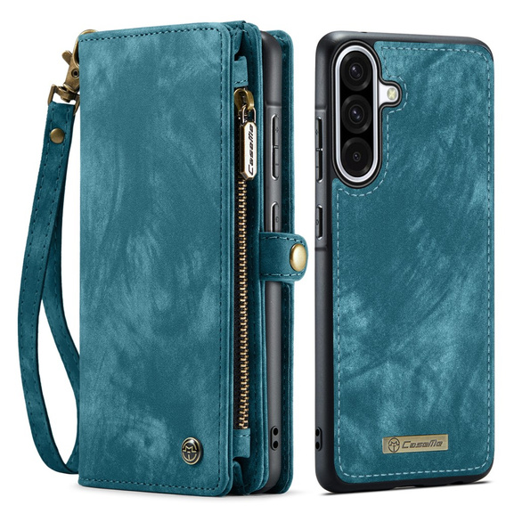 CASEME tok Samsung Galaxy A56 5G, Retro Leather Wallet, szíjjal, zöld