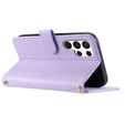 Flap tok Samsung Galaxy S25 Ultra, Rhombus Crossbody Leather, lila