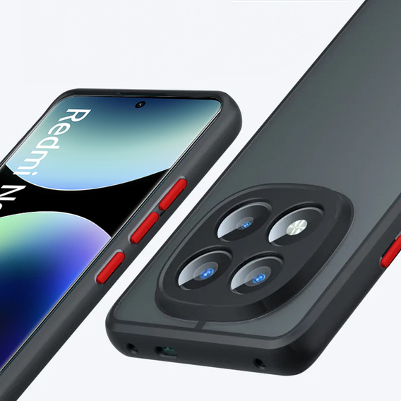 Szilikon tok Xiaomi Redmi Note 14 Pro+ 5G, kamera védelemmel, átlátszó / fekete + 9H edzett üveg