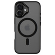Tok iPhone 16-hoz, MagSafe, ERBORD Matt Case, átlátszó / fekete + képernyőüveg