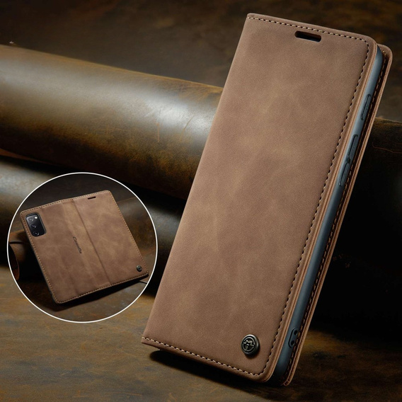 CASEME tok Samsung Galaxy S20 FE, Leather Wallet Case, barna