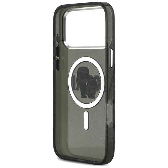 Karl Lagerfeld IML Glitter Karl & Choupette Sketch Logo MagSafe tok iPhone 17 Pro Max készülékhez