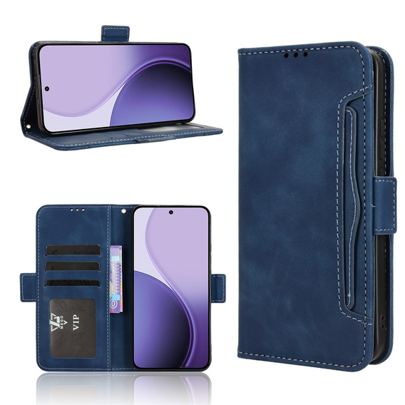 Flap tok Oppo Reno 14, kártya slot, pénztárca, tengerészkék
