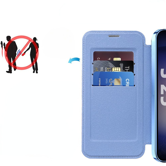Pattintható tok a Samsung Galaxy S25+ Plus, RFID Wallet MagSafe CamShield, kék