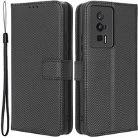 Pattintható tok a Poco F5 Pro 5G, Wallet Smart Magnet, fekete