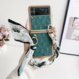 Tok Samsung Galaxy Z Flip4 5G, Grid Leather, zöld