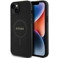 GUESS Telefontok a iPhone 15, Saffiano MagSafe, fekete