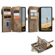 CASEME tok Samsung Galaxy A56 5G, Leather Wallet Cash and Card Slots, pánttal, barna