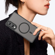 Tok Samsung Galaxy S25 Edge, Kickstand Matt Case, MagSafe-hoz, fekete + képernyőüveg