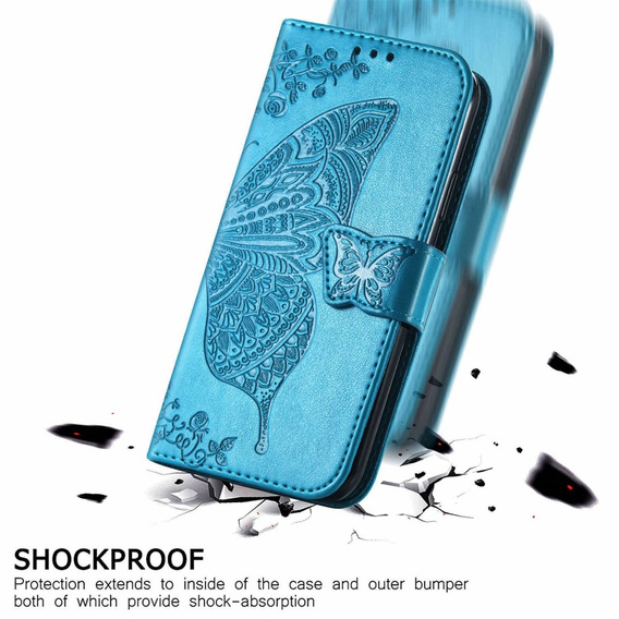 Pattintható tok a Motorola Moto G32, Butterfly, kék
