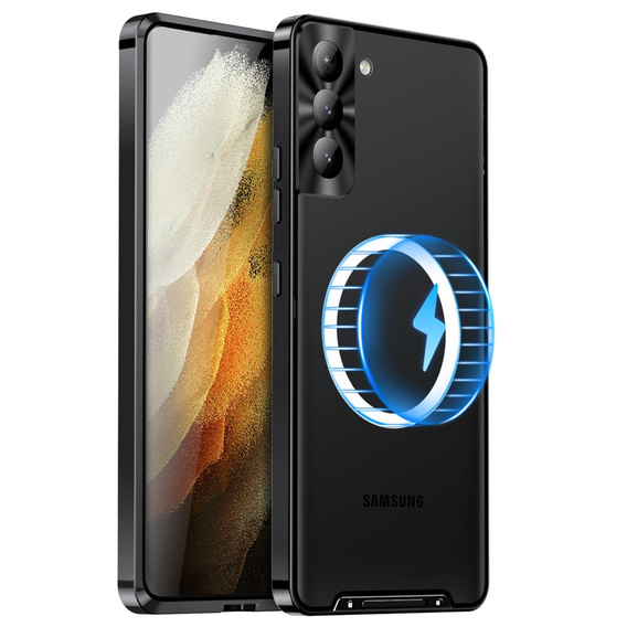 Kameravédő tok Samsung Galaxy S21 FE 5G, CamShield MagSafe, átlátszó / fekete