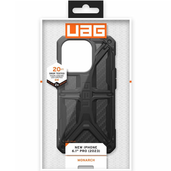 Tok Urban Armor Gear iPhone 15 Pro, Monarch, carbon fekete