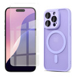Tok iPhone 16 Pro-hoz, MagSafe, ERBORD Matt Case, lila + képernyőüveg