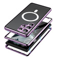 Magnetic Dual Glass MagSafe tok Samsung Galaxy S23 Ultra, lila