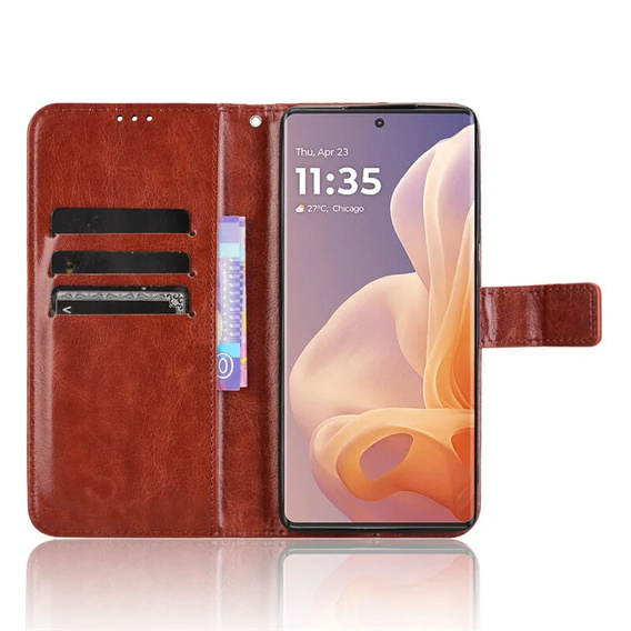 Pattintható tok a Motorola Moto G85, Crazy Horse Wallet, barna