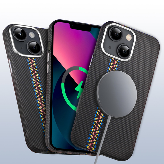 Tok iPhone 13, Carbon Fiber MagSafe, fekete