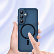 Tok Samsung Galaxy S25-hoz, MagSafe, ERBORD Matt Case, tengerészkék + képernyőüveg