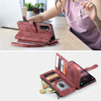 CASEME tok Samsung Galaxy A56 5G, Leather Wallet Cash and Card Slots, pánttal, piros