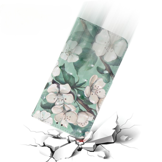 Pattintható tok a Motorola Moto E22 / E22i, Wallet, flowers, fehér