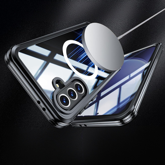 Tok Samsung Galaxy A36 / Samsung Galaxy A56-hoz, Shockproof, üveggel, MagSafe-hoz, fekete