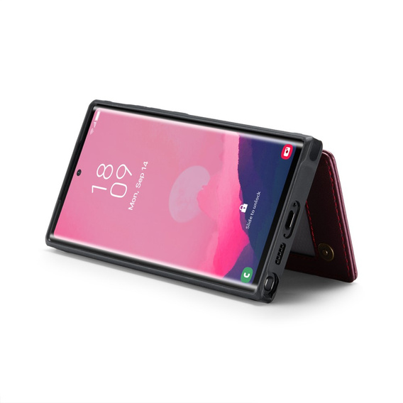CASEME flip tok Samsung Galaxy S25 Ultra, Litchi Wallet, piros