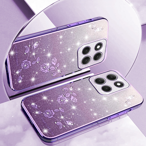 Tok Motorola Moto G86 5G, Glitter Flower, lila