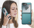 Tojás Samsung Galaxy Z Flip7 FE / Z Flip6, CASEME Litchi Leather, zöld