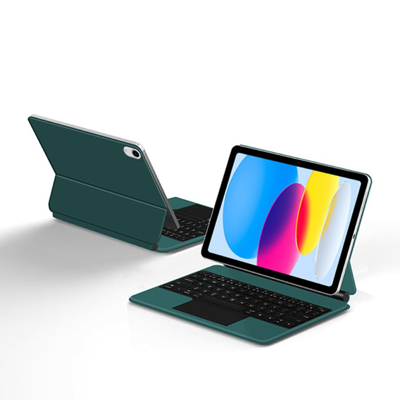 Billentyűzet tok iPad 10.9" 2022 (10 gen.) / iPad 11" 2025 A16 (11 gen.), Magnetic Keyboard Touchpad, zöld