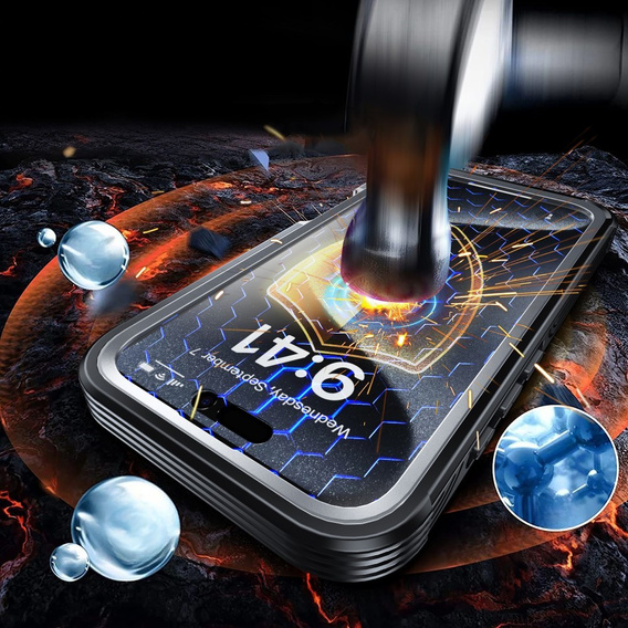 Tok iPhone 16 Pro Max-hoz, Shockproof, üveggel, MagSafe-hoz, fekete