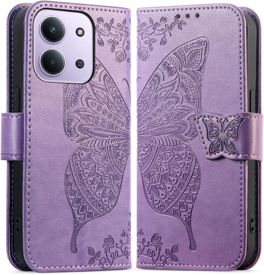 Pattintható tok a Xiaomi Redmi 15C 4G/LTE, Butterfly, lila