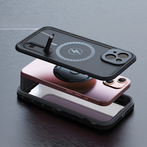 Vízálló tok iPhone 13, Redpepper, MagSafe-hoz, fekete