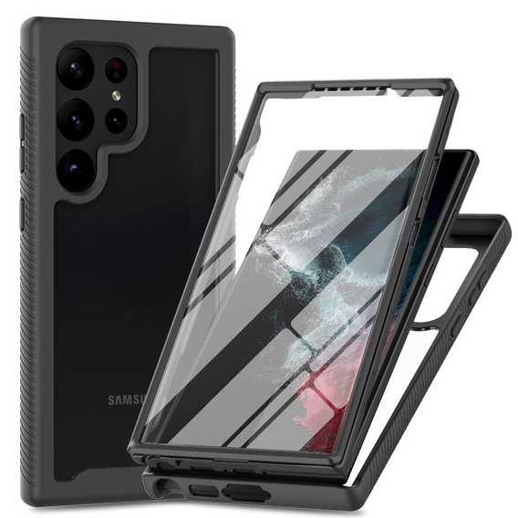 Tok Samsung Galaxy S25 Ultra készülékhez, Shockproof, fóliával, fekete