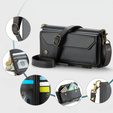 Tok CASEME Samsung Galaxy Z Fold6 5G, RFID Leather Wallet, vállpánttal, fekete