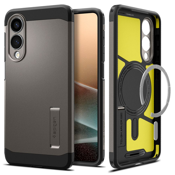 Spigen tok Samsung Galaxy A36 5G készülékhez, Tough Armor Mag Mag MagSafe, fekete + 9H edzett üveg