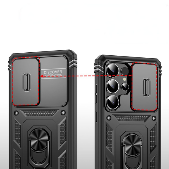 Telefontok a Samsung Galaxy S25 Ultra, KickStand Camera Lens, fekete