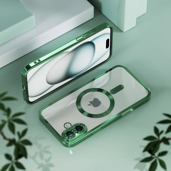 Tok iPhone 16 Plus-hoz, Electro MagSafe, zöld + üveg a képernyőhöz